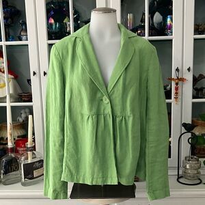 Charter Club Linen Jacket Lime Green Sz Medium